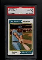 1974 Topps #012 Dave May PSA 8 NM-MT MILWAUKEE BREWERS
